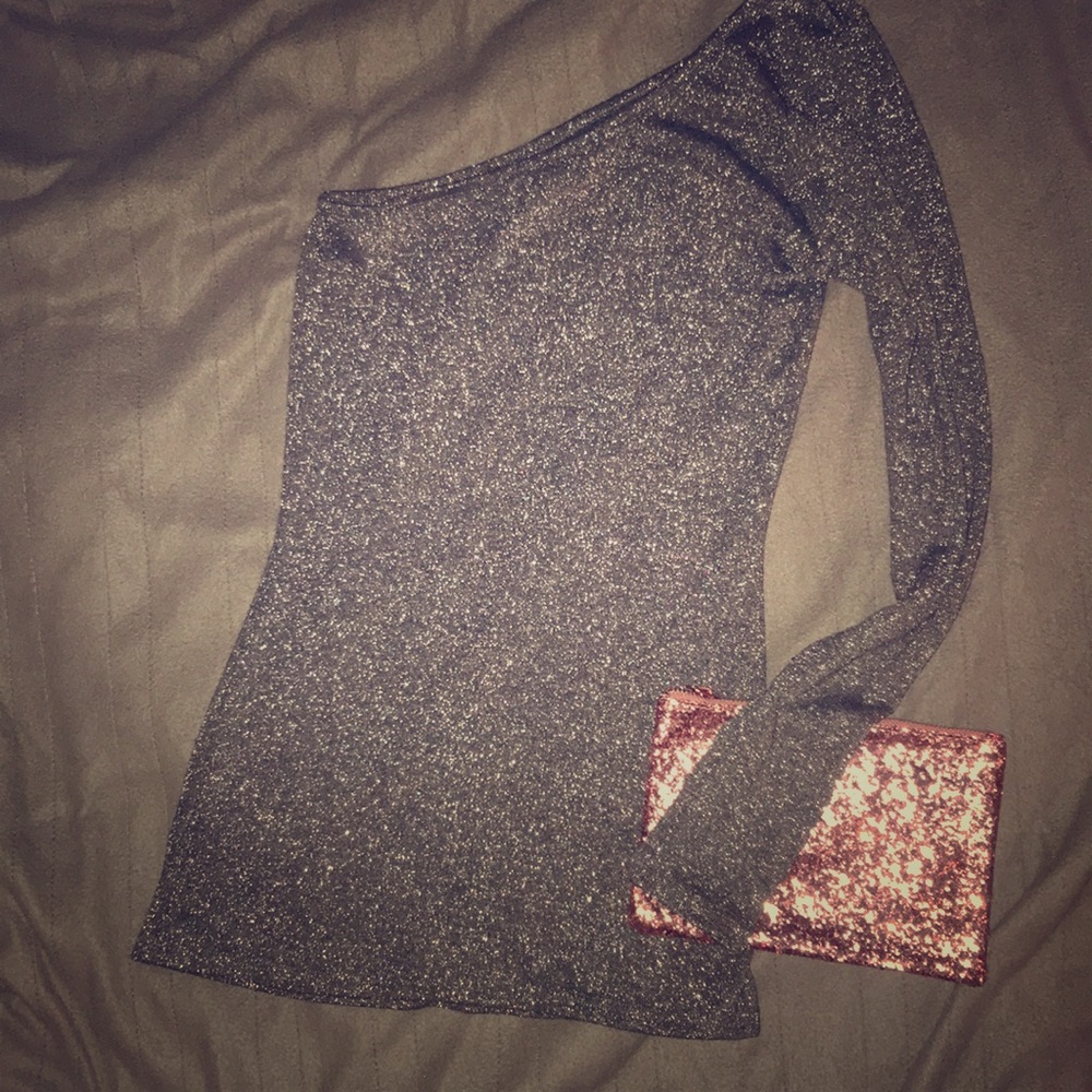 Off the shoulder sparkle shirt